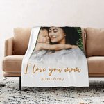 Manta blanda personalizada con foto de personaje y texto Regalo de Baby Shower para el Día de la Madre en familia