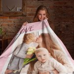 Personalised Love Colourful 1 - 4 Photos Collage Soft Blanket with Text Birthday Mother's Day Gift for Family