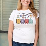 Personalized Watercolour Flower Title 100% Cotton Mama T-shirt with Text Mother's Day Birthday Gift for Mom Grandma