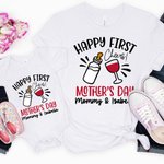 Personlig Cheers Happy First Mors dag 100% bomull Baby Onesie med namn Mors dag present till mamma baby