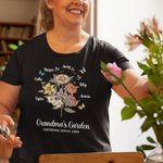 Personalisierte Retro Aquarell Geburt Blumenstrauß T-Shirt Sweatshirt mit Kind Namen Muttertag Geburtstag Geschenk für Mama Oma