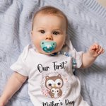 Maglietta personalizzata per la festa della mamma con gufo e tutina per bebè Mamma e bebè con nome, regalo per la neomamma.