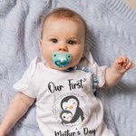 Personalised Cute Penguin Our First Mother's Day Mom and Baby Matching Shirt with Names Mother's Day Gift for New Mom Baby