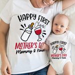 Personlig Cheers Happy First Mors dag 100% bomull Baby Onesie med namn Mors dag present till mamma baby