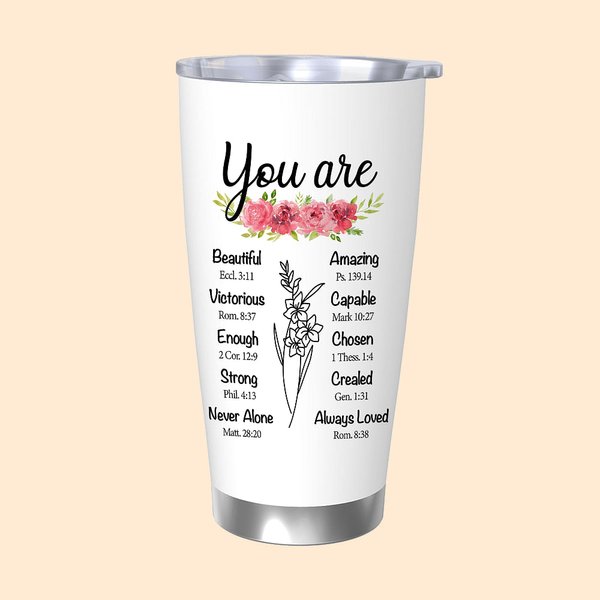 Gobelet personnalisé avec nom, fleur de naissance, verset biblique, anniversaire, fête des mères, cadeau pour femmes.
