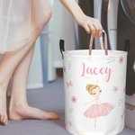 Personalised Ballerina Large Capacity Waterproof Laundry Storage Basket with Name Birthday Mother's Day Gift for Ballet Lover