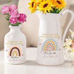 Vaso in ceramica con design arcobaleno personalizzato, decorazione per la casa con nome dell'insegnante e dello studente Regalo di ringraziamento per 