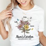 Personalisierte Retro Aquarell Geburt Blumenstrauß T-Shirt Sweatshirt mit Kind Namen Muttertag Geburtstag Geschenk für Mama Oma