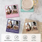 Sous-verres personnalisés en céramique avec texte (4 photos) Lot de 2 Cadeau de pendaison de crémaillère pour la mère et la famille