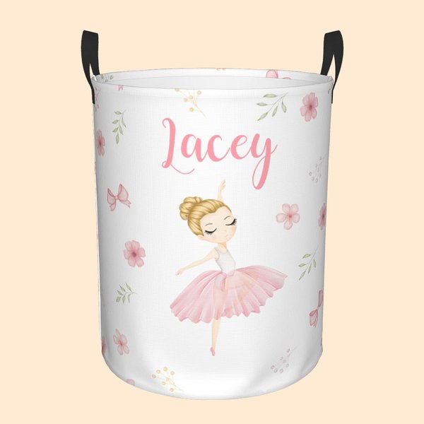 Personalised Ballerina Large Capacity Waterproof Laundry Storage Basket with Name Birthday Mother's Day Gift for Ballet Lover
