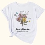 Personalisierte Retro Aquarell Geburt Blumenstrauß T-Shirt Sweatshirt mit Kind Namen Muttertag Geburtstag Geschenk für Mama Oma