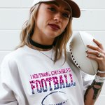 Personalized Multicolour Faux Glitter Football T-shirt Sweatshirt Hoodie with Text Anniversary Team Gift for Football Lover