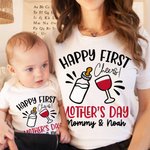 Personlig Cheers Happy First Mors dag 100% bomull Baby Onesie med namn Mors dag present till mamma baby
