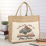 Gepersonaliseerde Boho Wilde Bloemen Jute Draagtas met Canvas Zak en Naam Terug naar School Waardering Cadeau voor Leraar