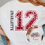 Personalized Multicolour Faux Glitter Football T-shirt Sweatshirt Hoodie with Text Anniversary Team Gift for Football Lover