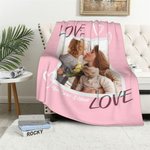 Personalised Love Colourful 1 - 4 Photos Collage Soft Blanket with Text Birthday Mother's Day Gift for Family