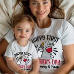 Personlig Cheers Happy First Mors dag 100% bomull Baby Onesie med namn Mors dag present till mamma baby
