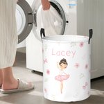 Personalised Ballerina Large Capacity Waterproof Laundry Storage Basket with Name Birthday Mother's Day Gift for Ballet Lover