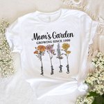 Personalisierte Retro Aquarell Geburt Blumenstrauß T-Shirt Sweatshirt mit Kind Namen Muttertag Geburtstag Geschenk für Mama Oma