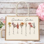 Gepersonaliseerde Grote Capaciteit 1-20 Geboorte Bloemen Tuin Jute Tas met Namen Verjaardag Moederdag Cadeau voor Vrouw