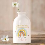 Vaso in ceramica con design arcobaleno personalizzato, decorazione per la casa con nome dell'insegnante e dello studente Regalo di ringraziamento per 