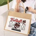 Spersonalizowana torba jutowa z napisem Baseball Football Basketball Mom Pattern Prezent urodzinowy dla mamy na Dzień Matki