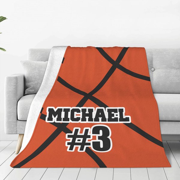 Personalisierte Basketball Fleece-Decke weich mit Namen und Nummer Geburtstag Geschenk für Basketball-Liebhaber
