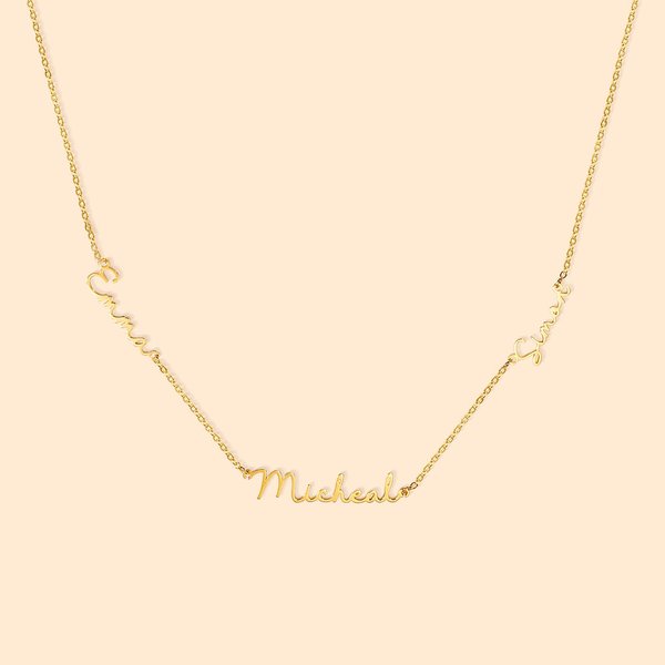 Collier multiple minimaliste personnalisé avec noms - Cadeau d’anniversaire Fête des Mères pour femme fille