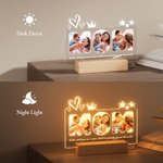 Veilleuse LED personnalisée avec base en bois et 7 modes d'éclairage Cadeau de fête des mères pour maman grand-mère