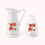 Personalized Watercolour Poppy Flower Ceramic Vase Vintage Home Decoration Mother's Day Birthday Gift for Mom Grandma