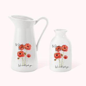 Vase aquarelle personnalisé en céramique Fleur de coquelicot Décoration maison vintage Fête des mères Cadeau d'anniversaire pour Maman Grand-mère