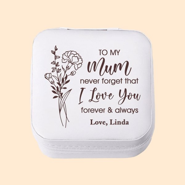 Portagioie in pelle personalizzato con nome Accessorio da viaggio portatile Compleanno Regalo per la festa della mamma e della nonna