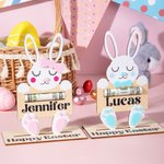 Gepersonaliseerd houten Bunny geld houder met naam paasmand label vakantie feest cadeau voor kinderen