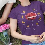 Gepersonaliseerd Geboortebloem T-shirt Sweatshirt met 1-9 Vlinders en Namen Multicolor Beschikbaar Moederdag Verjaardagscadeau voor Mama Oma
