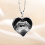Personalized Heart Shaped Baby Sonogram Ultrasound Necklace Newborn Memorial Mother's Day Gift for Women