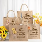Personalised I Love You Forever & Always Jute Tote Bag with Birth Flower and Name Mother's Day Birthday Gift for Mom Grandma