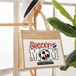 Spersonalizowana torba jutowa z napisem Baseball Football Basketball Mom Pattern Prezent urodzinowy dla mamy na Dzień Matki