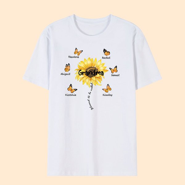 Gepersonaliseerd Geboortebloem T-shirt Sweatshirt met 1-9 Vlinders en Namen Multicolor Beschikbaar Moederdag Verjaardagscadeau voor Mama Oma