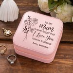 Portagioie in pelle personalizzato con nome Accessorio da viaggio portatile Compleanno Regalo per la festa della mamma e della nonna