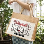 Spersonalizowana torba jutowa z napisem Baseball Football Basketball Mom Pattern Prezent urodzinowy dla mamy na Dzień Matki