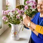 Jarrón de cerámica blanco con mariposa de claveles personalizada con 1-12 nombres Día de la Madre Cumpleaños Regalo para mamá Abuela