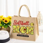 Spersonalizowana torba jutowa z napisem Baseball Football Basketball Mom Pattern Prezent urodzinowy dla mamy na Dzień Matki