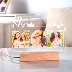 Veilleuse LED personnalisée avec base en bois et 7 modes d'éclairage Cadeau de fête des mères pour maman grand-mère