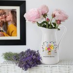 Jarrón de cerámica blanco con mariposa de claveles personalizada con 1-12 nombres Día de la Madre Cumpleaños Regalo para mamá Abuela