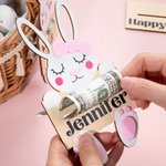 Gepersonaliseerd houten Bunny geld houder met naam paasmand label vakantie feest cadeau voor kinderen