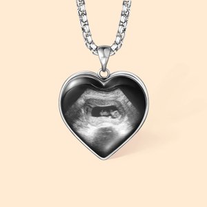 Personalised Heart Shaped Baby Sonogram Ultrasound Necklace Newborn Memorial Mother's Day Gift for Women