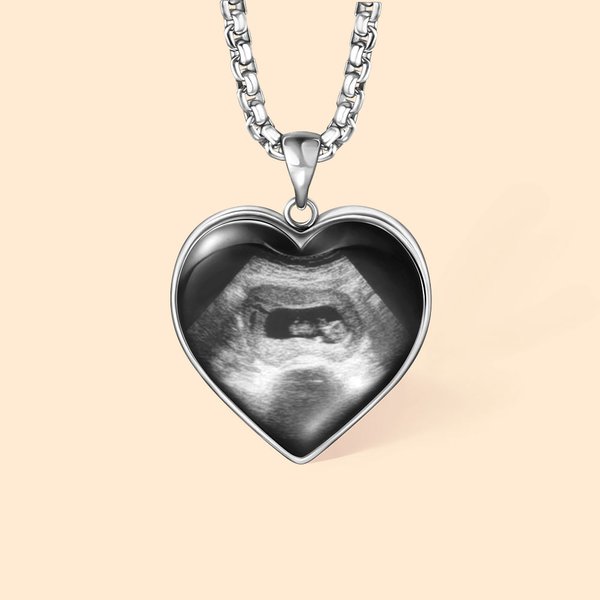 Personalizada en forma de corazón bebé ecografía ultrasonido collar recién nacido Memorial Día de la Madre de regalo para las mujeres