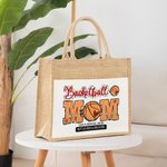 Spersonalizowana torba jutowa z napisem Baseball Football Basketball Mom Pattern Prezent urodzinowy dla mamy na Dzień Matki