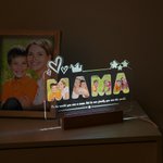 Veilleuse LED personnalisée avec base en bois et 7 modes d'éclairage Cadeau de fête des mères pour maman grand-mère