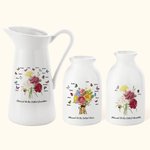 Jarrón de cerámica blanco con mariposa de claveles personalizada con 1-12 nombres Día de la Madre Cumpleaños Regalo para mamá Abuela